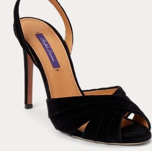 Ralph Lauren - Purple Tag, Brown Suede Toe Out Heels, Size 39B